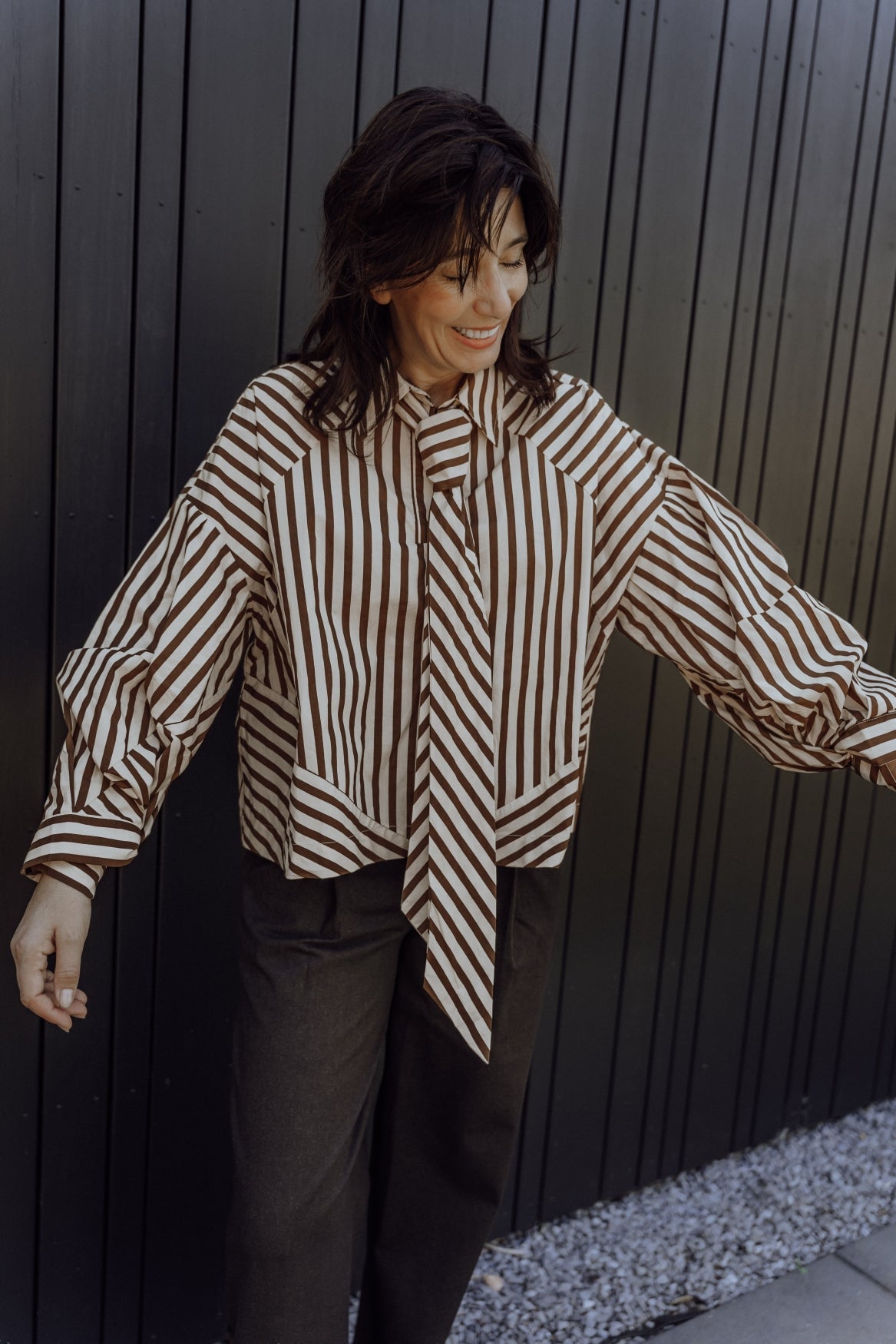 AIMEE THE LABEL OsloW6 blouse-Brown stripe