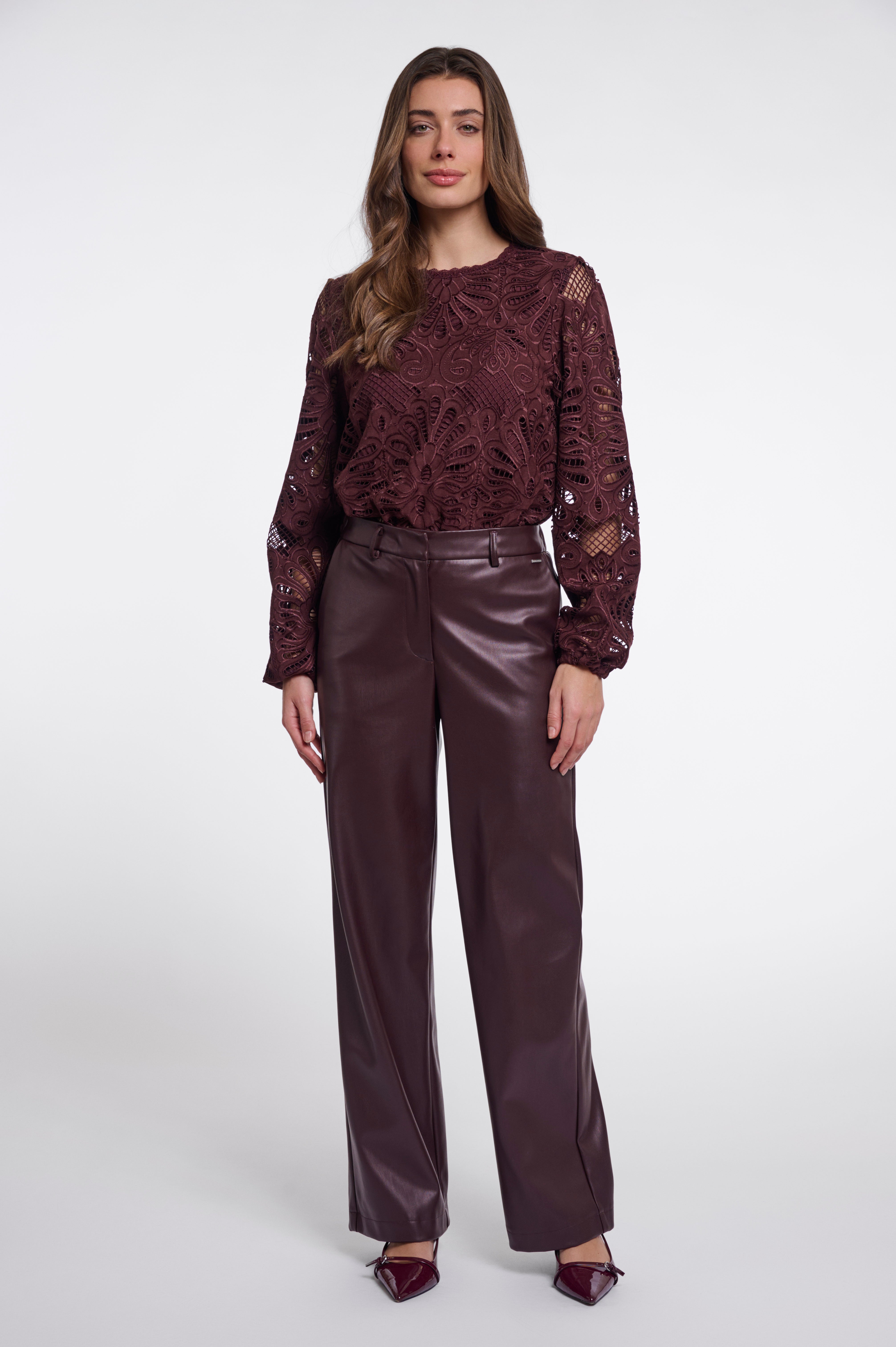 RINO & PELLE GeorginaRegular.7502611 faux leather pants-chocolate