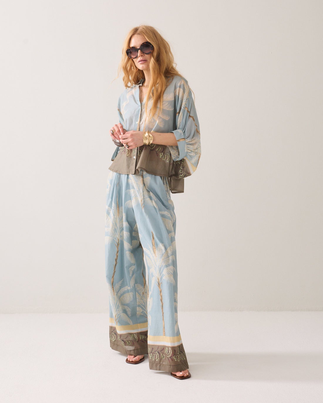 SUMMUM 2s3496-12451 Transparante blouse strandprint