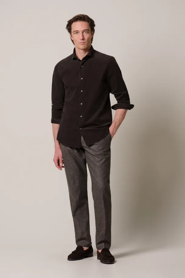 PROFUOMO PPXH30032D Donkerbruin corduroy overhemd