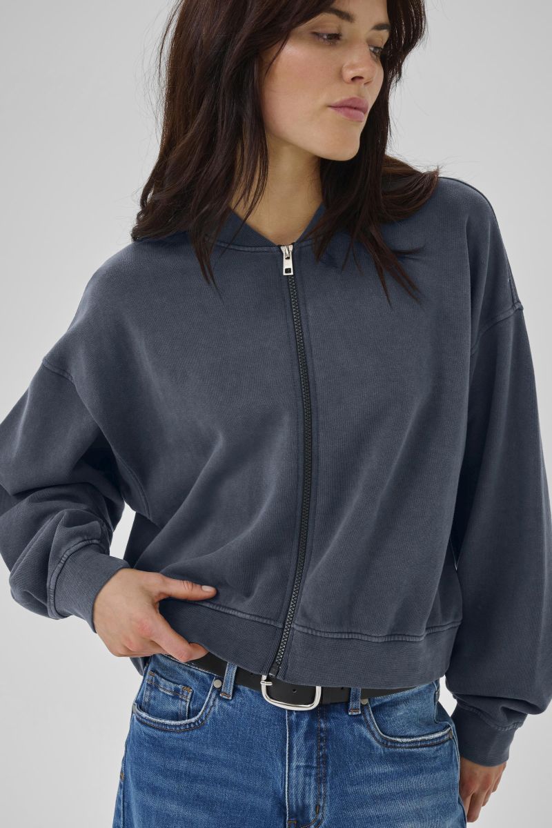My Essential Wardrobe 10705247 MetaMW Sh SweatJacket-CashmereBlue