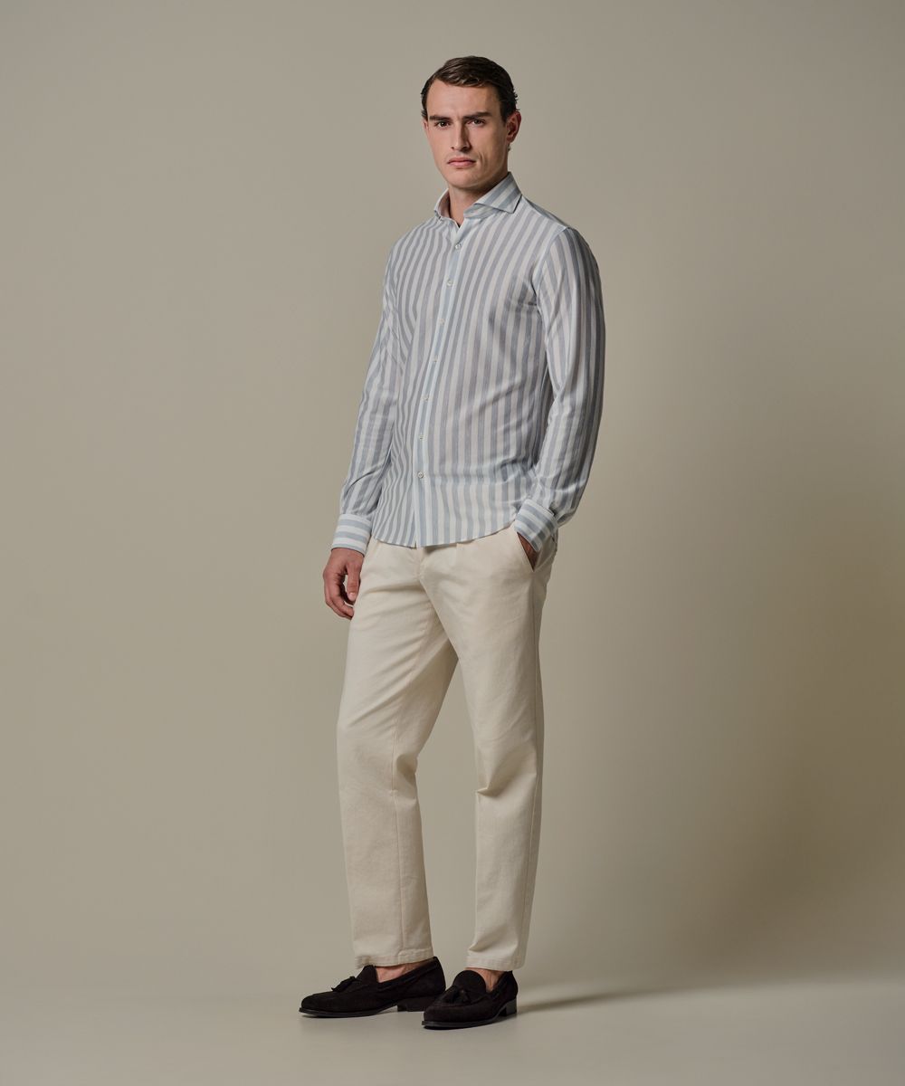 PROFUOMO PPXH10035B Blauw Japanese knitted overhemd