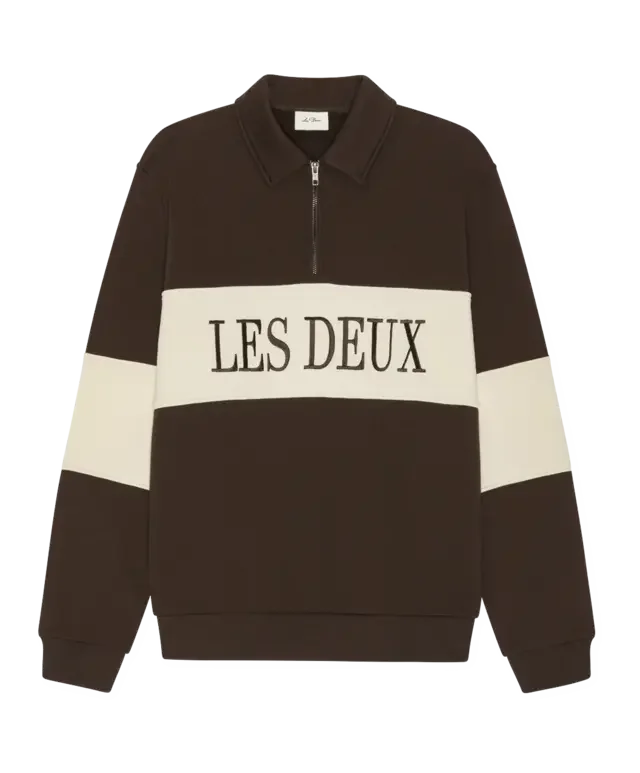 LES DEUX 1002492 ZIPPER RUGBY SWEAT mole brown