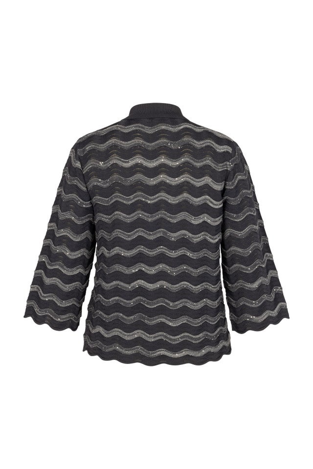 STUDIO ANNELOES 13402 Jacy sequins cardigan - antraciet