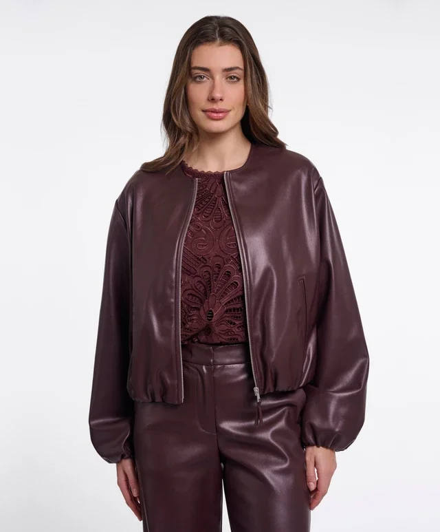 RINO & PELLE Lomee.7502611  Faux leather blouson jacket-chocolate