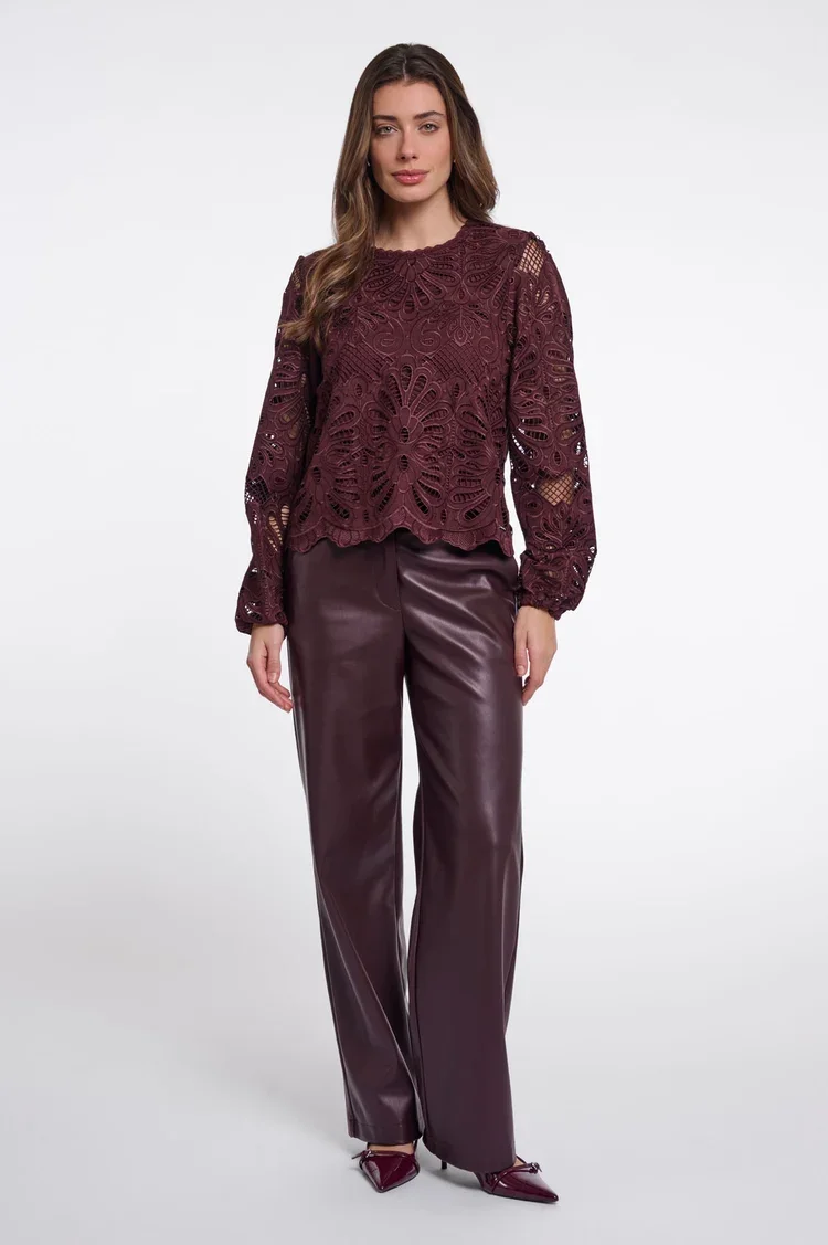 RINO & PELLE Jaike.7002611 kanten blouse chocolate