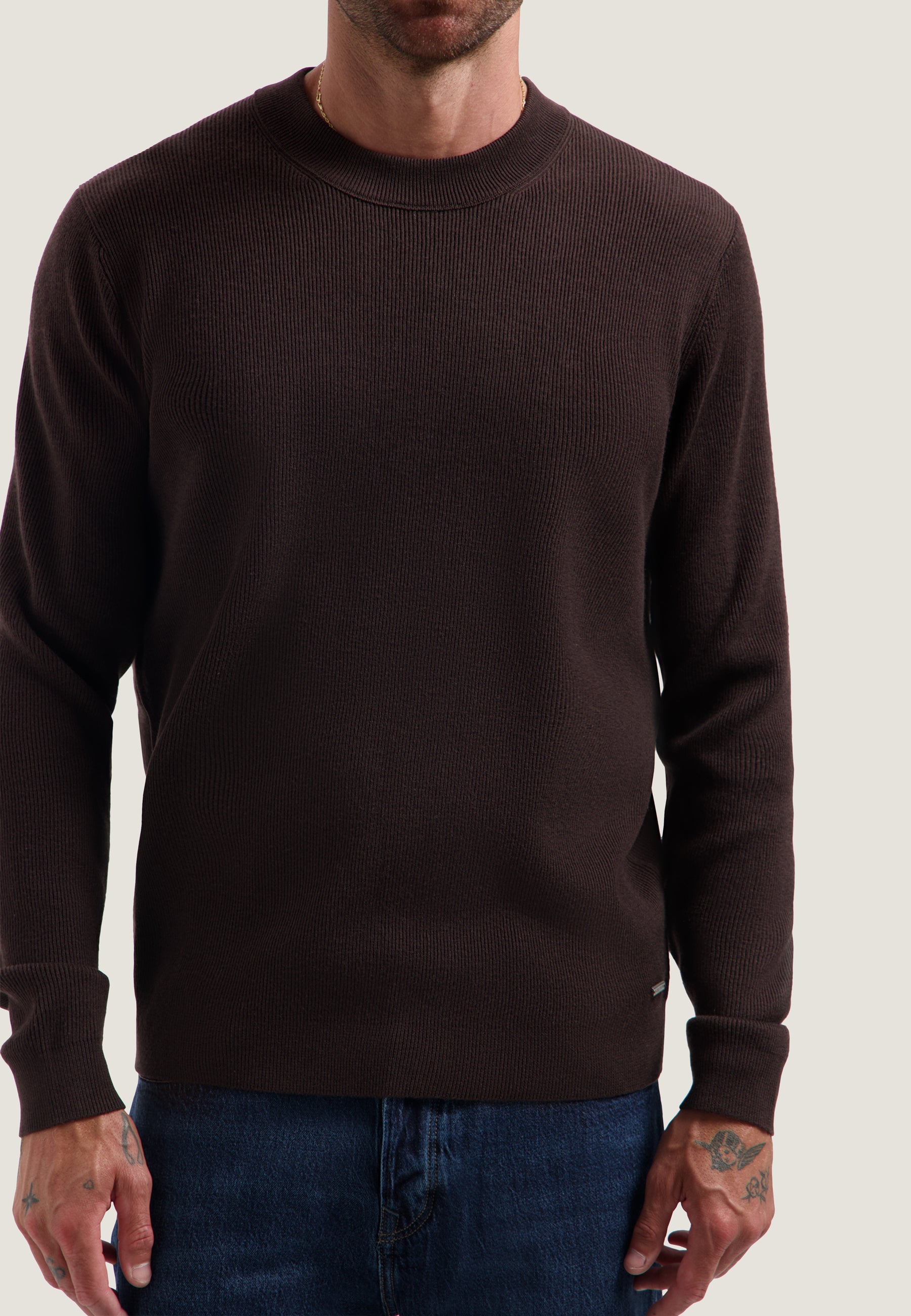 DESTREZZED 406824 OSCAR RIB MOCKNECK-Dk. Brown