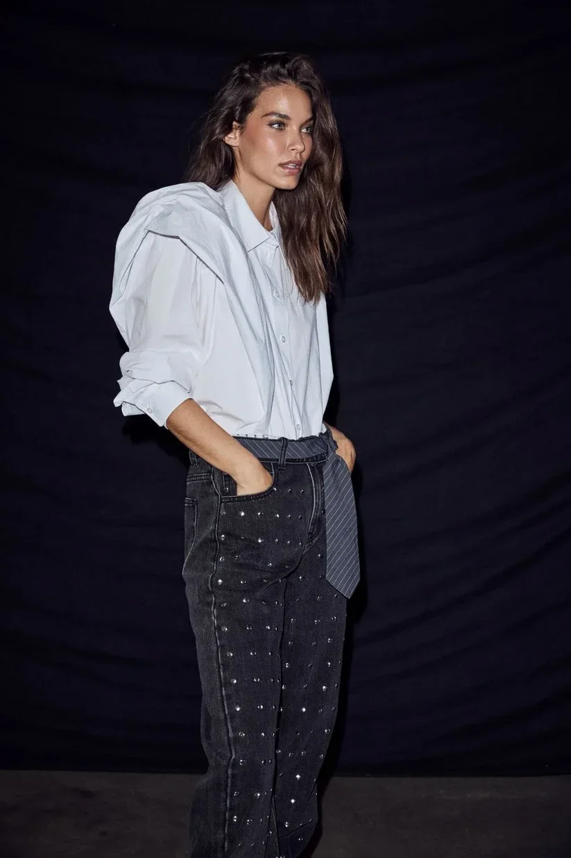 HAUTE L'AMITIE HL10875 Flip WaistRivetTall Jeans