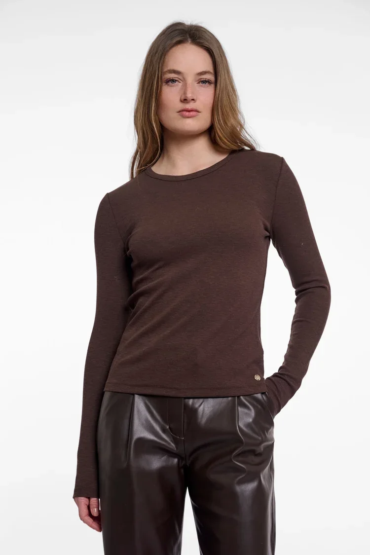 RINO & PELLE Idil.7002613 Crewneck long sleeve top-dark brown