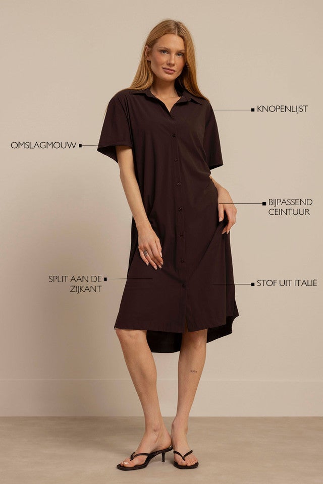 STUDIO ANNELOES 91543 Louni blouse dress - espresso