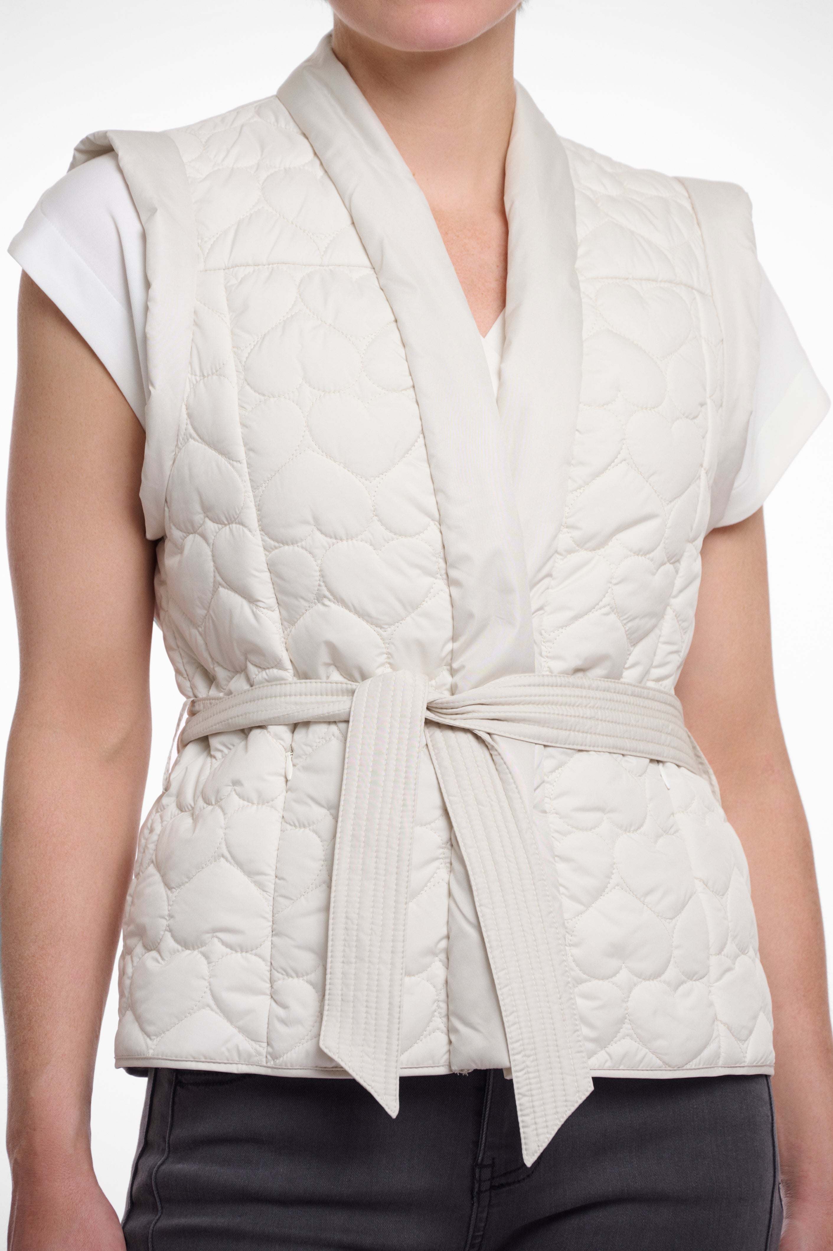 RINO & PELLE Doria.7002521 Quilted bodywarmer with belt-Birch