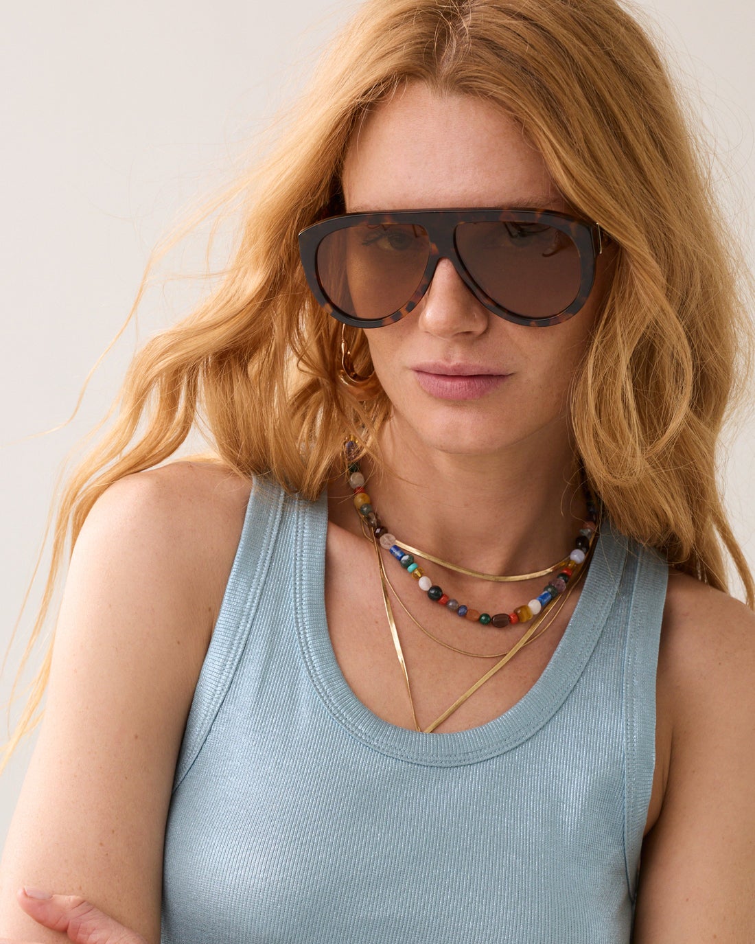 SUMMUM 3s4873-5183 Rib tanktop-Glacier blue