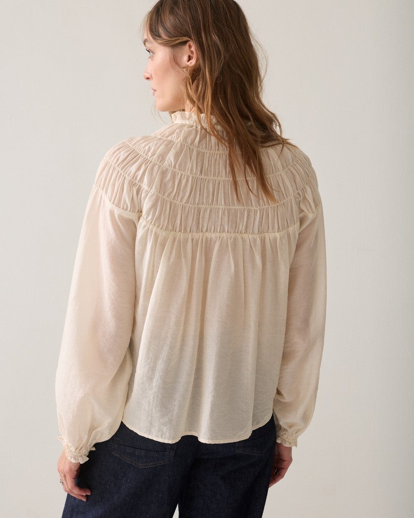 SUMMUM Gesmokte top met ruffles 2s3571-12575