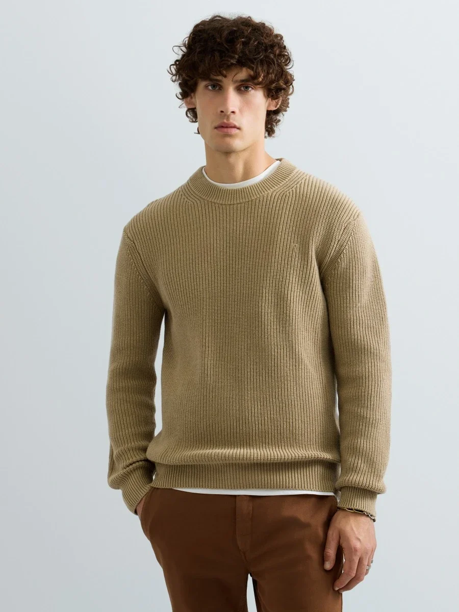 REPLAY UK00AY.000.7246X rib knit cotton pullover-sand
