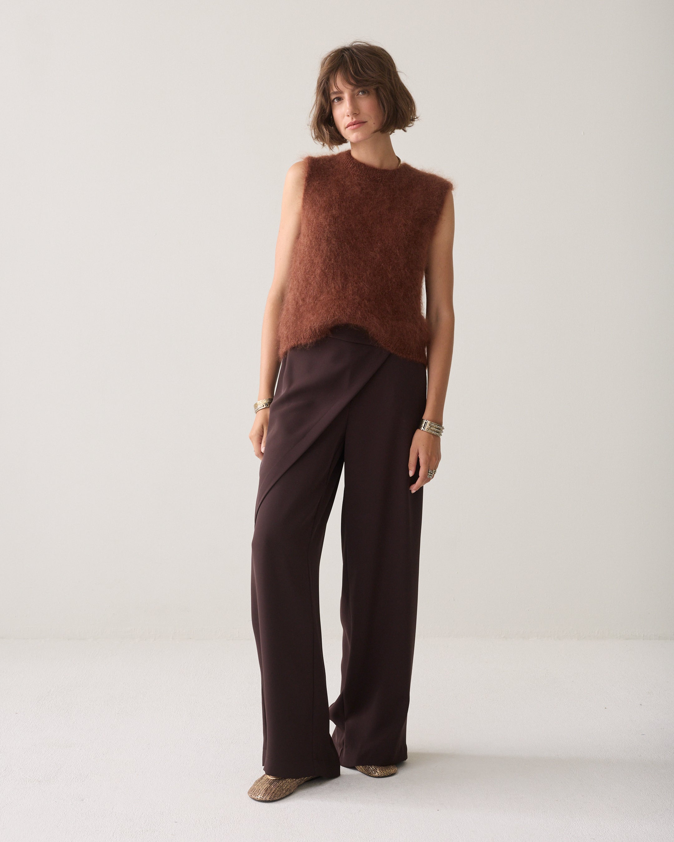 SUMMUM Wijde broek met overslag 4s2893-11851