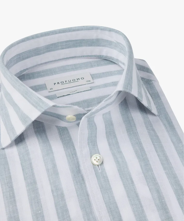 PROFUOMO PPXH10019C Linnen SHIRT ONE PIECE SF-Blue