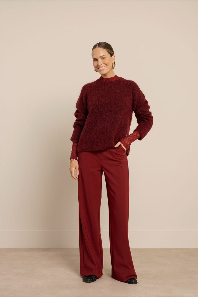 Studio Anneloes 14291 Lexie bonded trousers - red wine