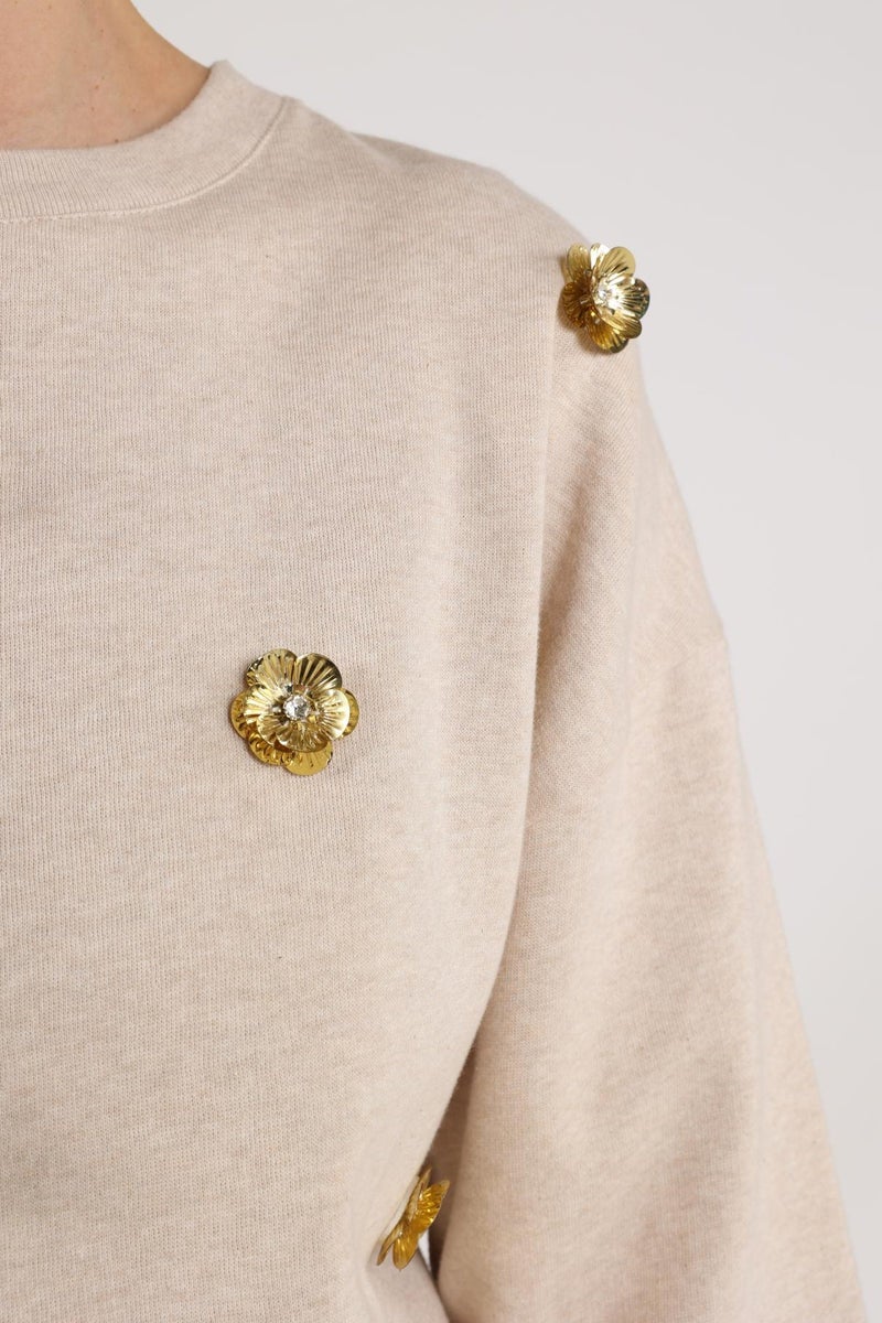 NUKUS NKF03021 Beatriz Pullover Flower-Sand Melange