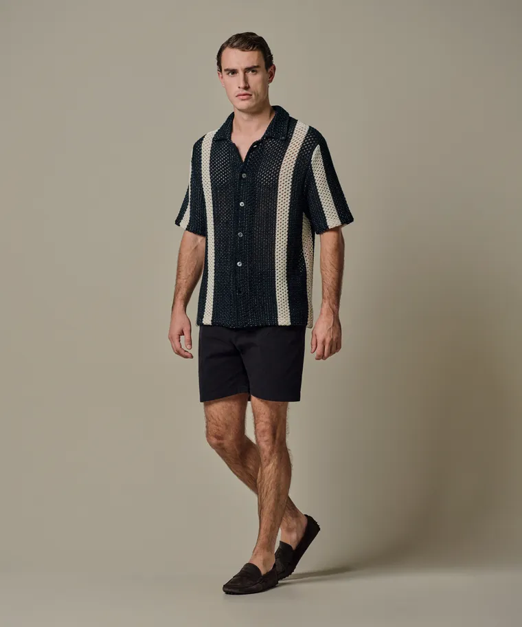 PROFUOMO PPXD10022A Crochet Button Through Polo SS