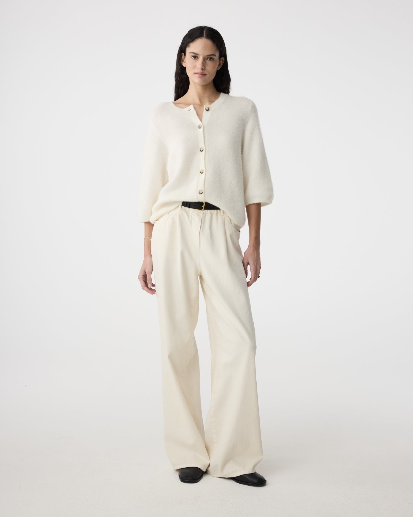 KNIT-TED 261P039 Meg Cardigan-Off White