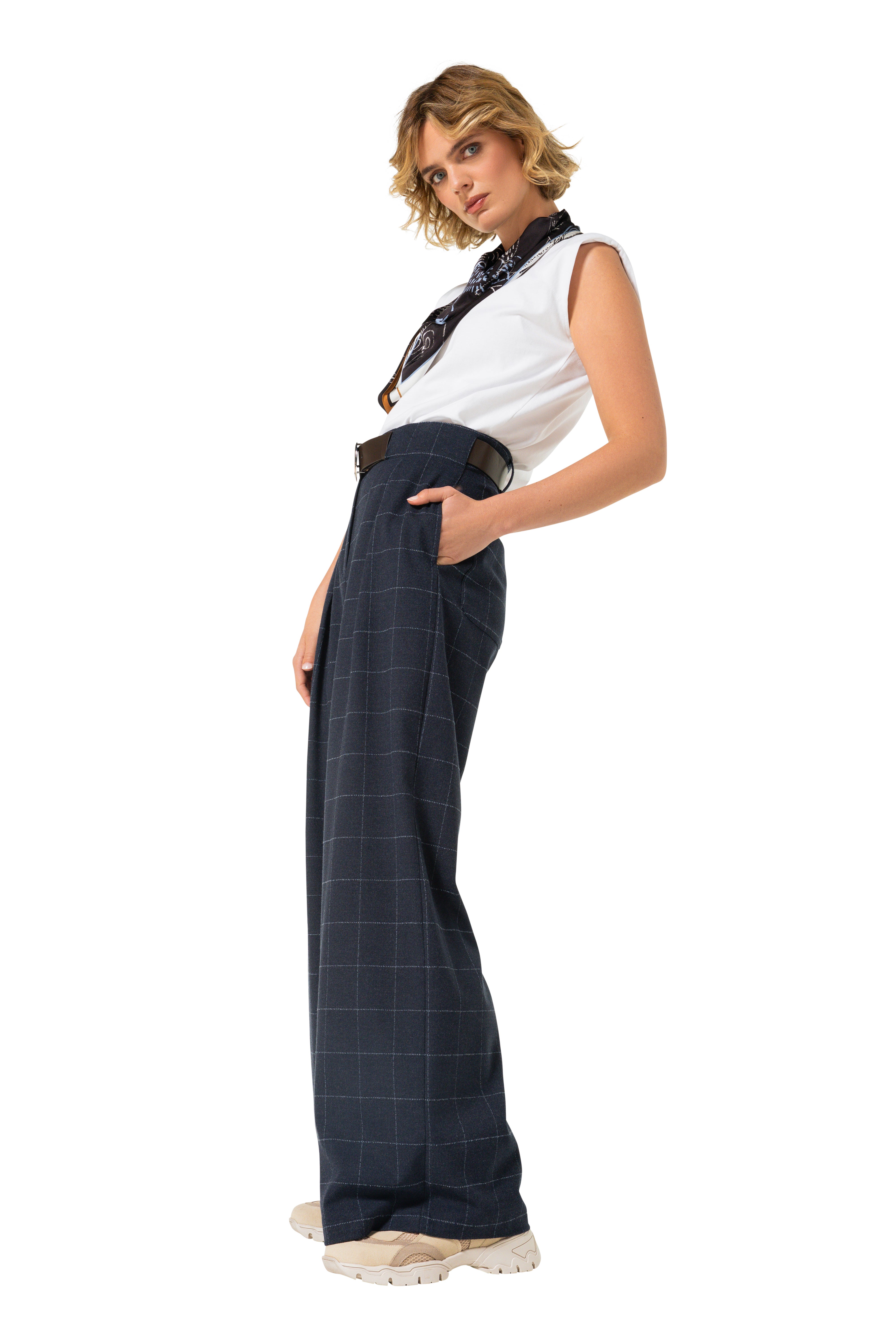 CarolineBiss 4590/21 Broek geruit met ceintuur