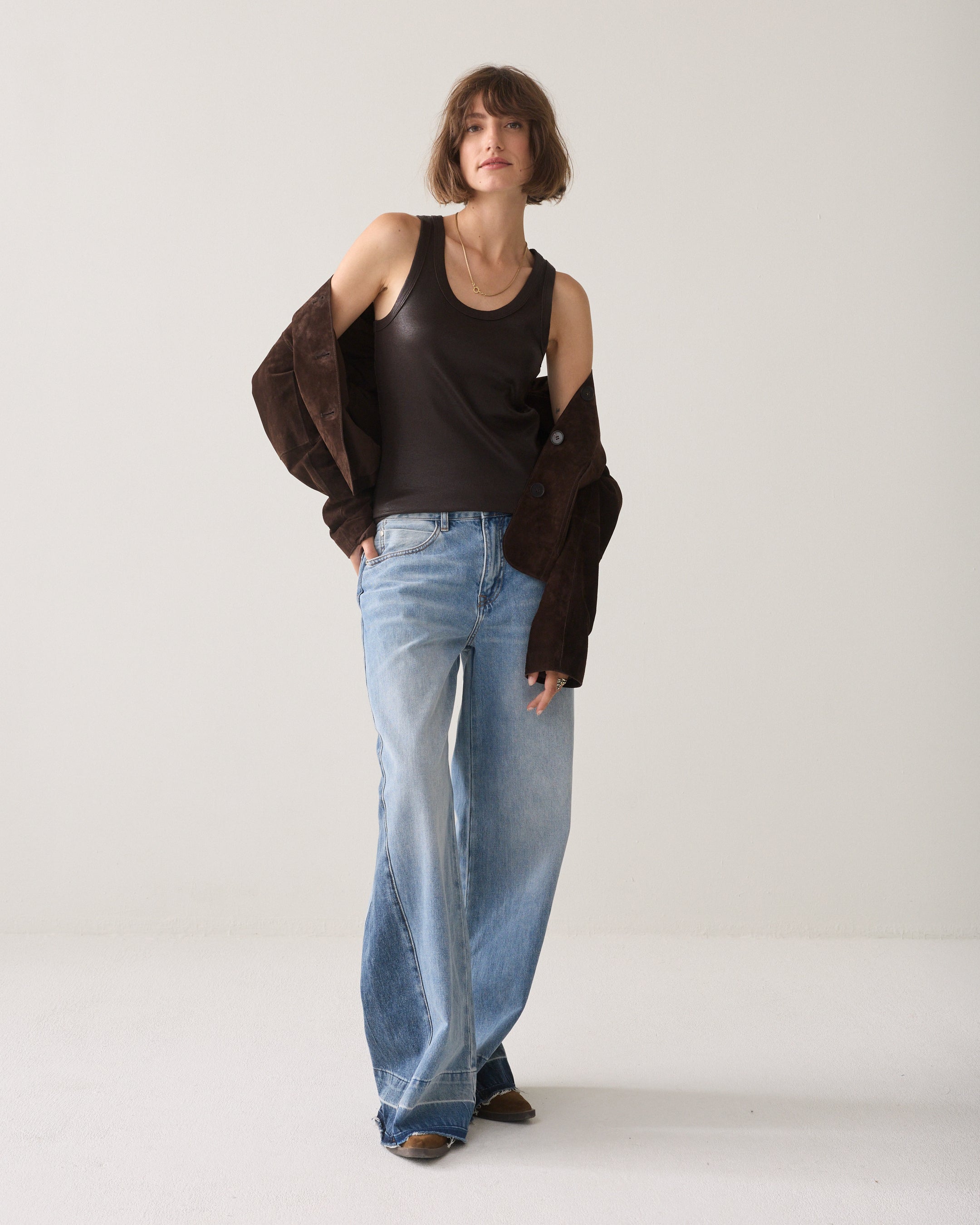 SUMMUM Rib tanktop 3s4873-5138-Dark chocolate