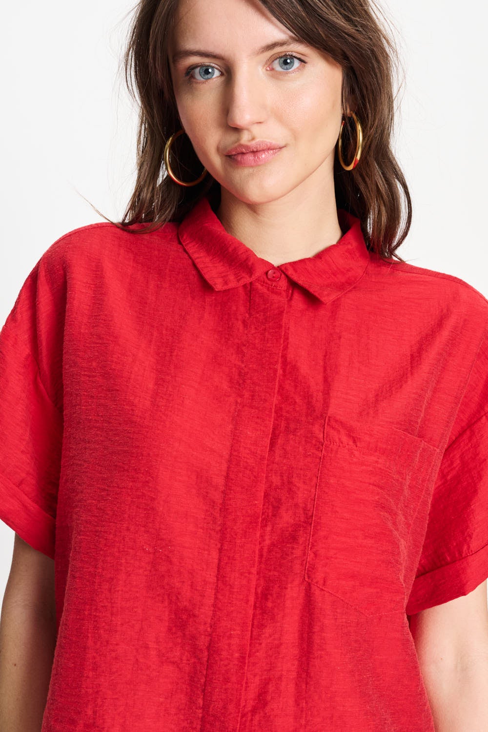 POM SP9582 BLOUSE-Bloom Red