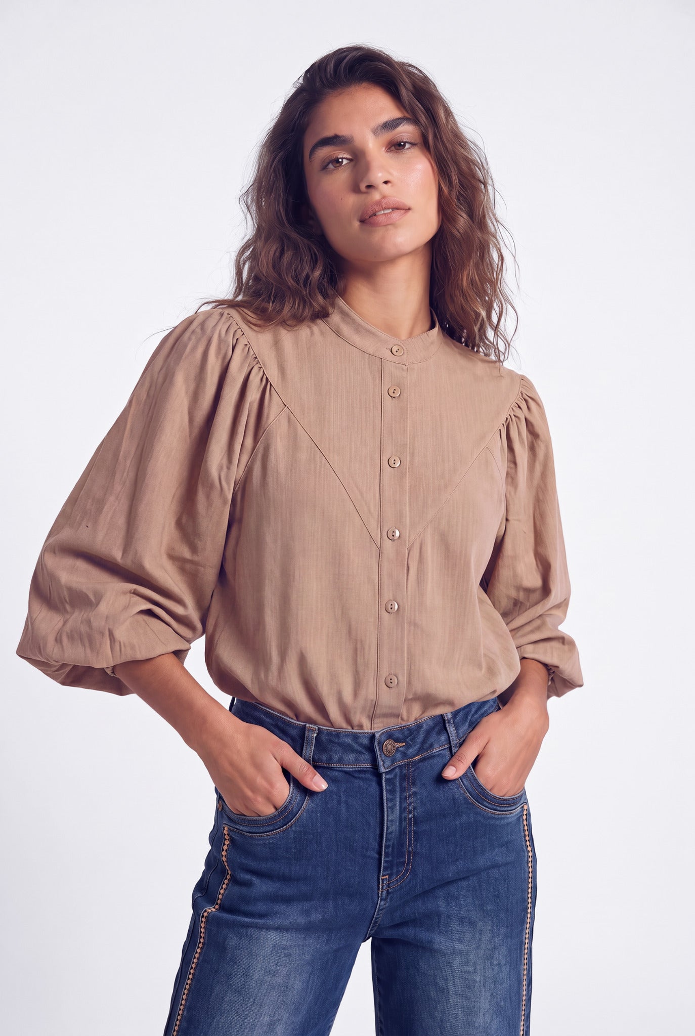 FLORÈZ CR0701 Bibi Blouse- dark sand
