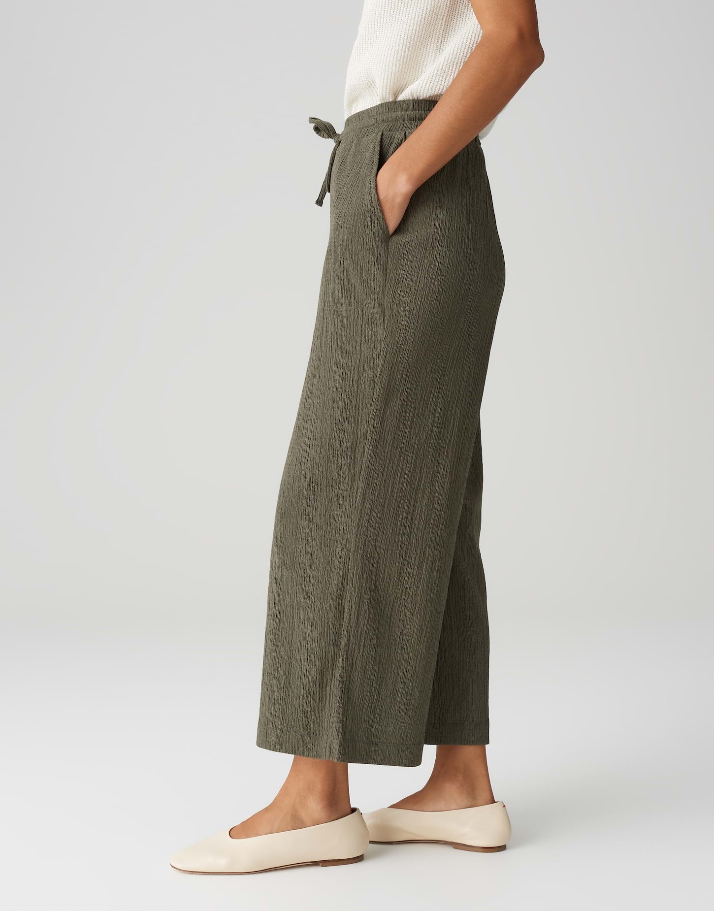 OPUS 1042415798100 Mileni crinkle wijde culotte-olive leaf