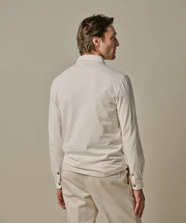 PROFUOMO PP2J00001C Single Jersey POLO LONGSLEEVE-Beige Melange
