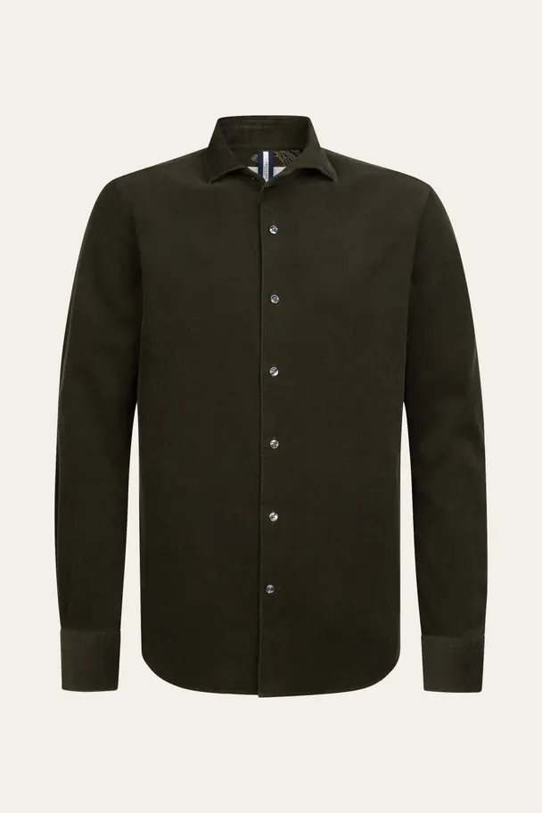 PROFUOMO PPXH30032E Donkergroen corduroy overhemd