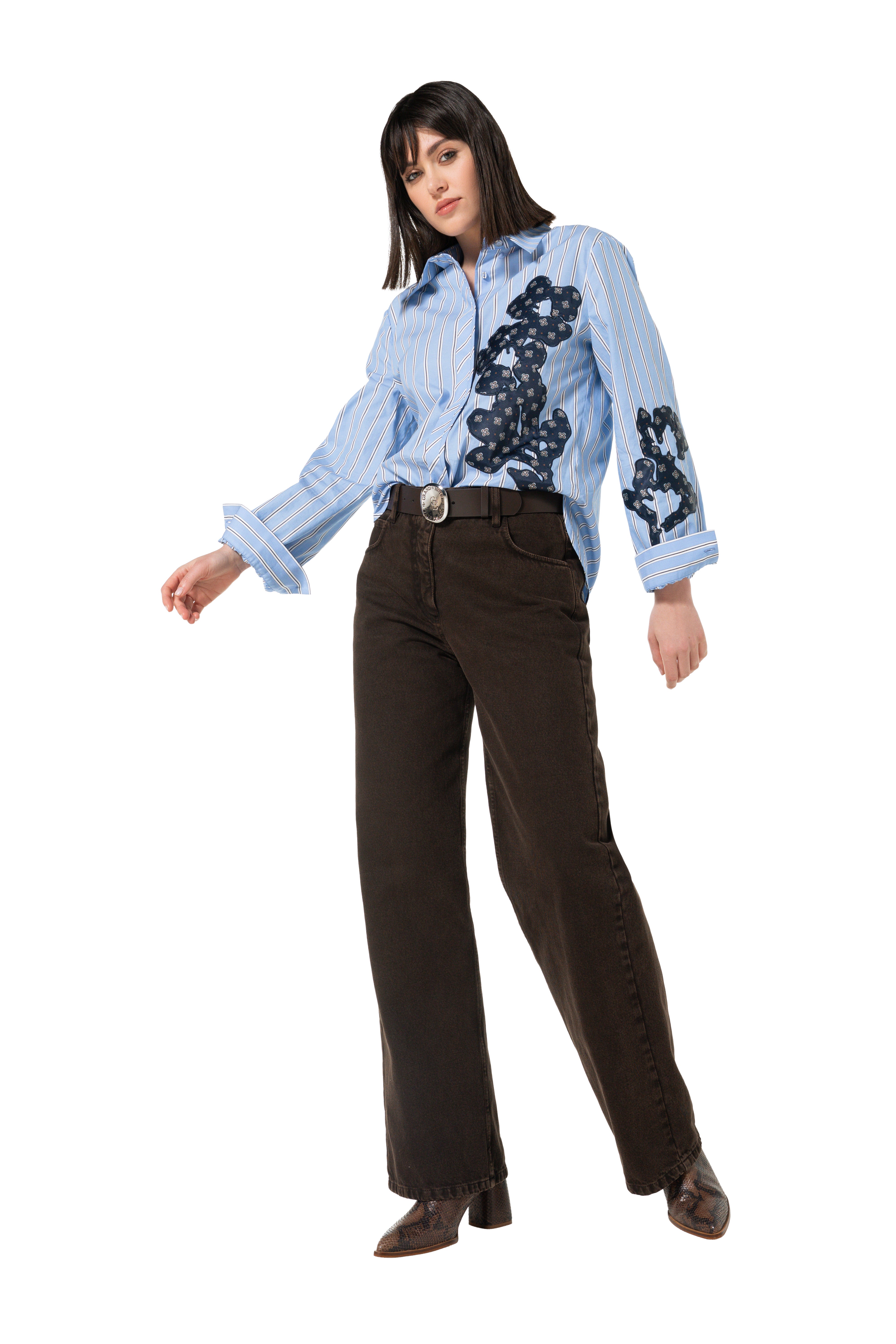 CarolineBiss 4679/29 Bloes gestreept-broderie