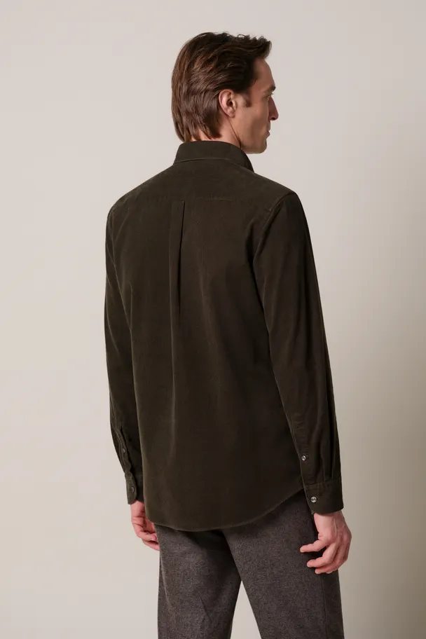 PROFUOMO PPXH30032E Donkergroen corduroy overhemd