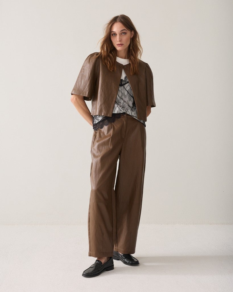 SUMMUM Wijde broek faux leather 4s3043-12526