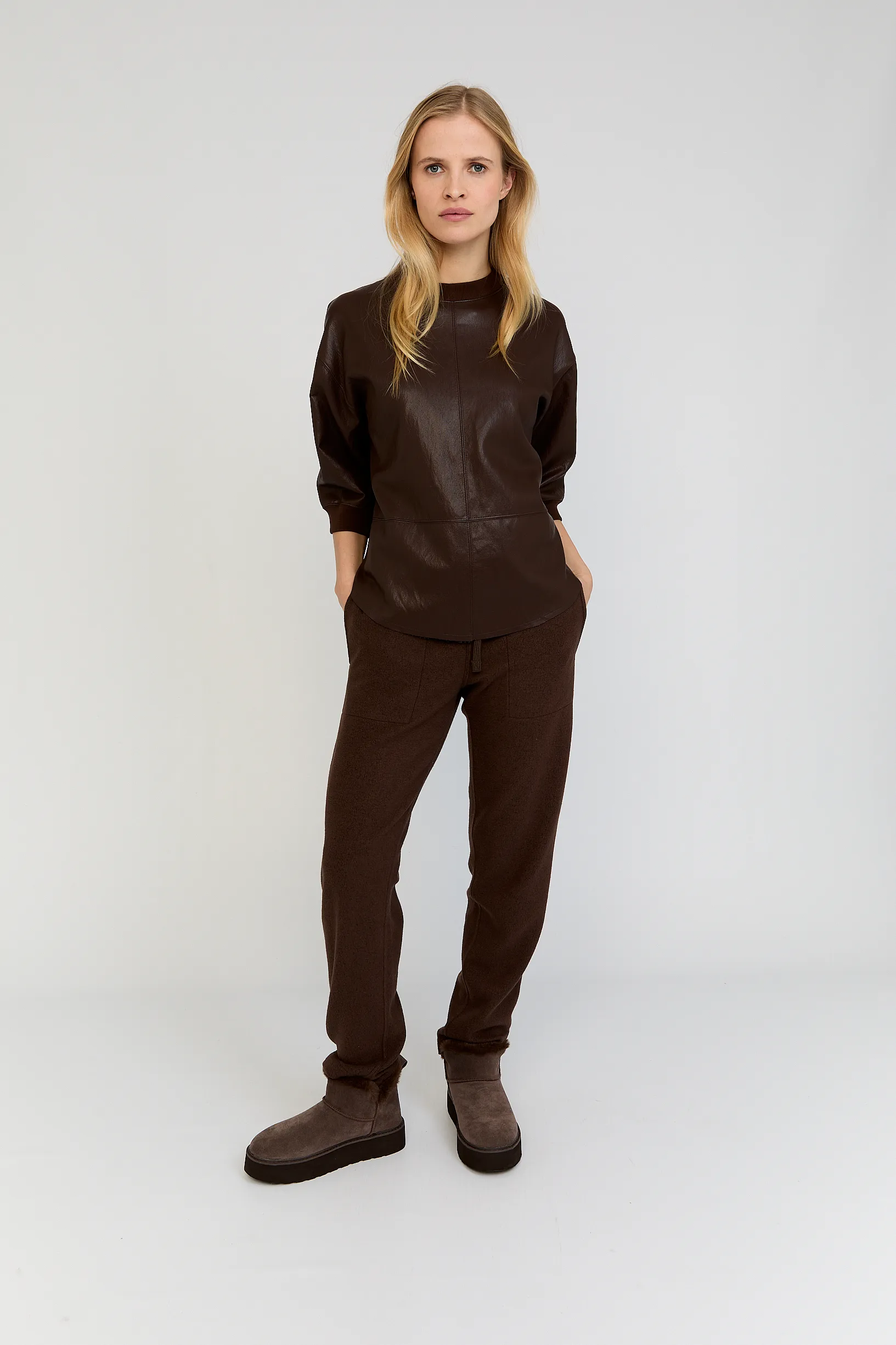 MOSCOW 103-04-Antonella Blouse Leather Look