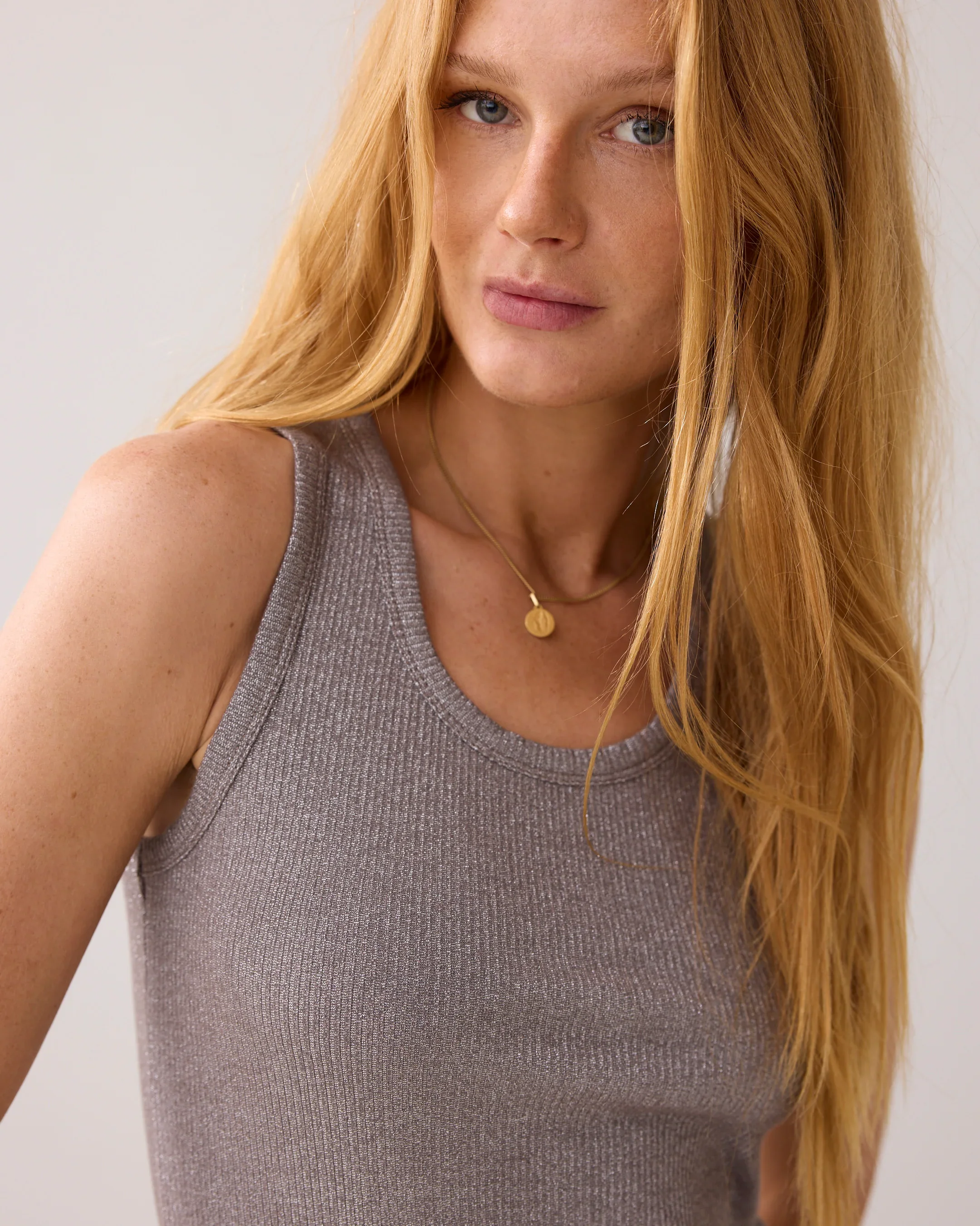 SUMMUM 3s4873-5183 Rib Tank Top-midgrey