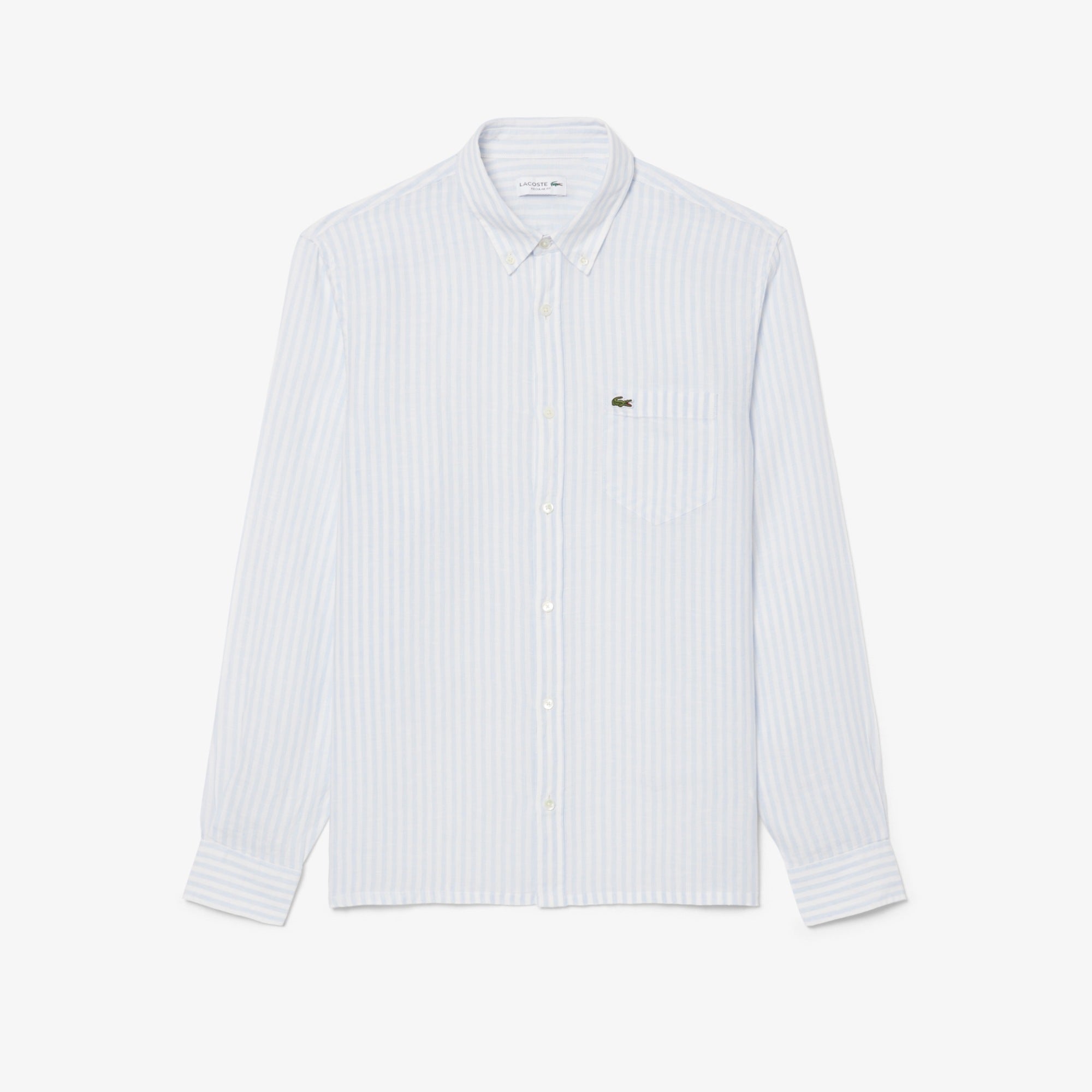 LACOSTE CH6985-61 Regular Fit Gestreept Linnen Hemd - Blauw