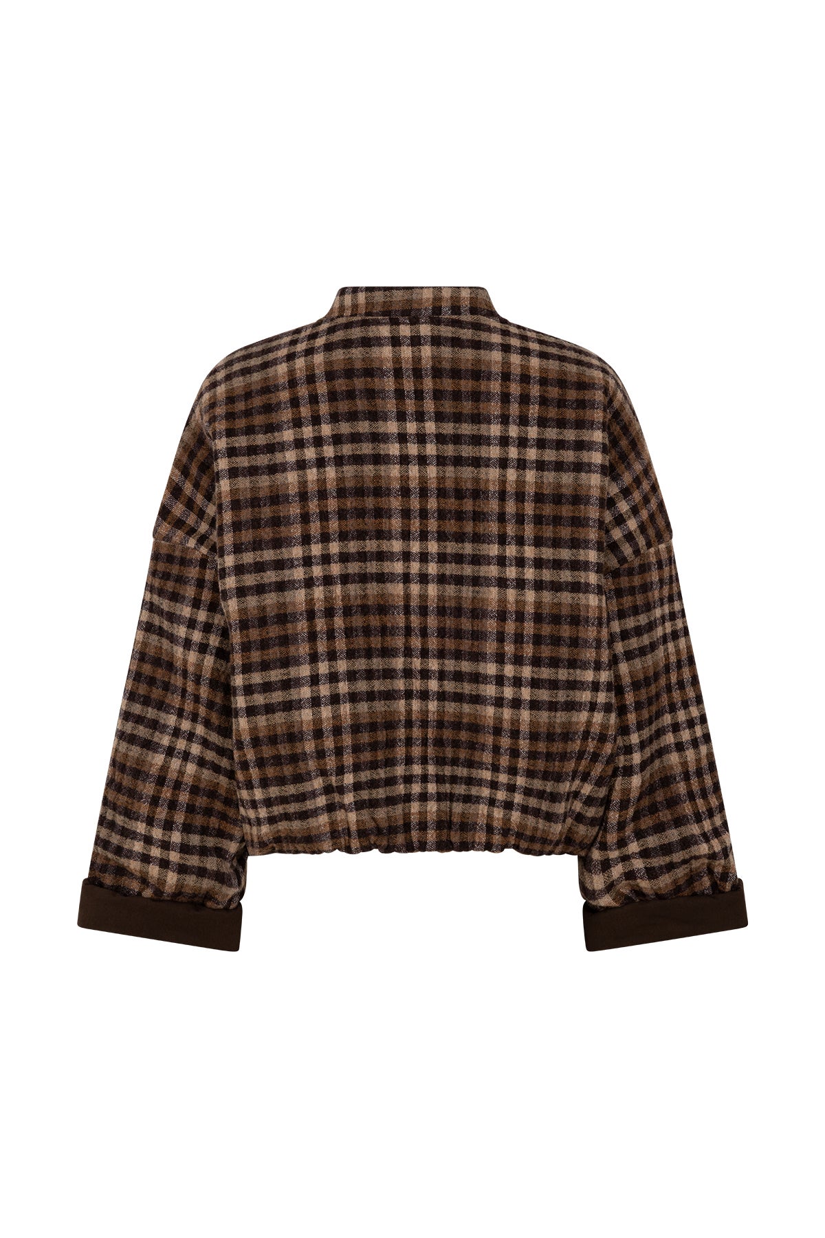 RUBY TUESDAY T608-1210 Cidore Woolen Check Bomber Jacket - Brown check