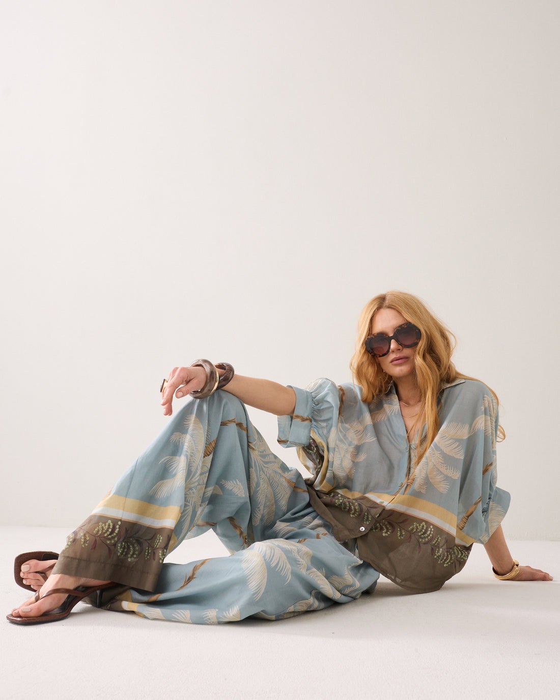 SUMMUM 2s3496-12451 Transparante blouse strandprint