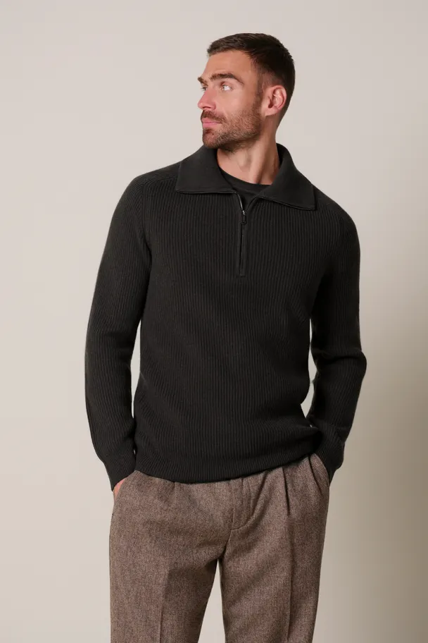 PROFUOMO PPXJ30058F Donkerbruine pullover half zip
