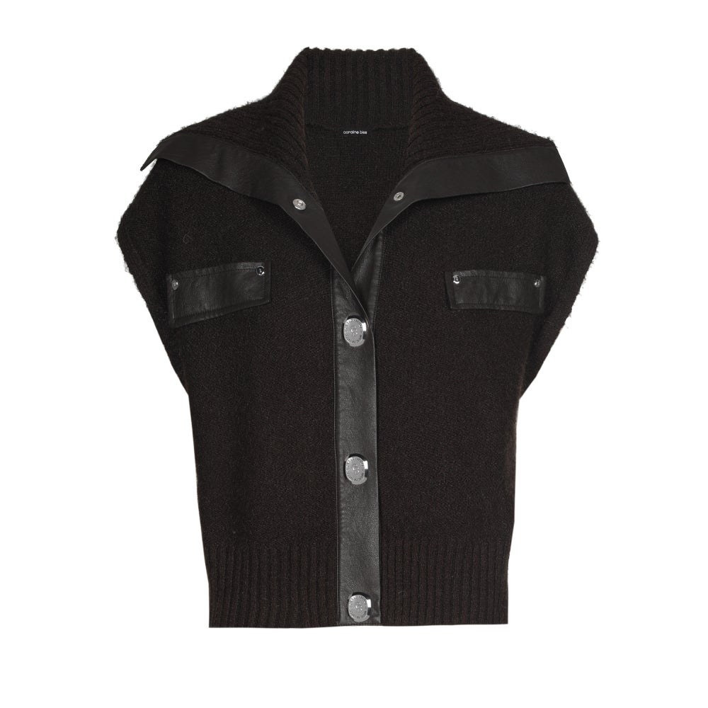 CarolineBiss 4223/30 Cardigan trui met vegan leather details
