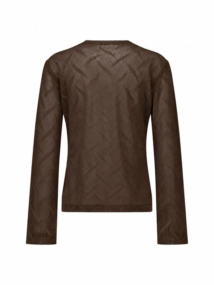 STUDIO ANNELOES 14111 Reagan flaire lace top-espresso