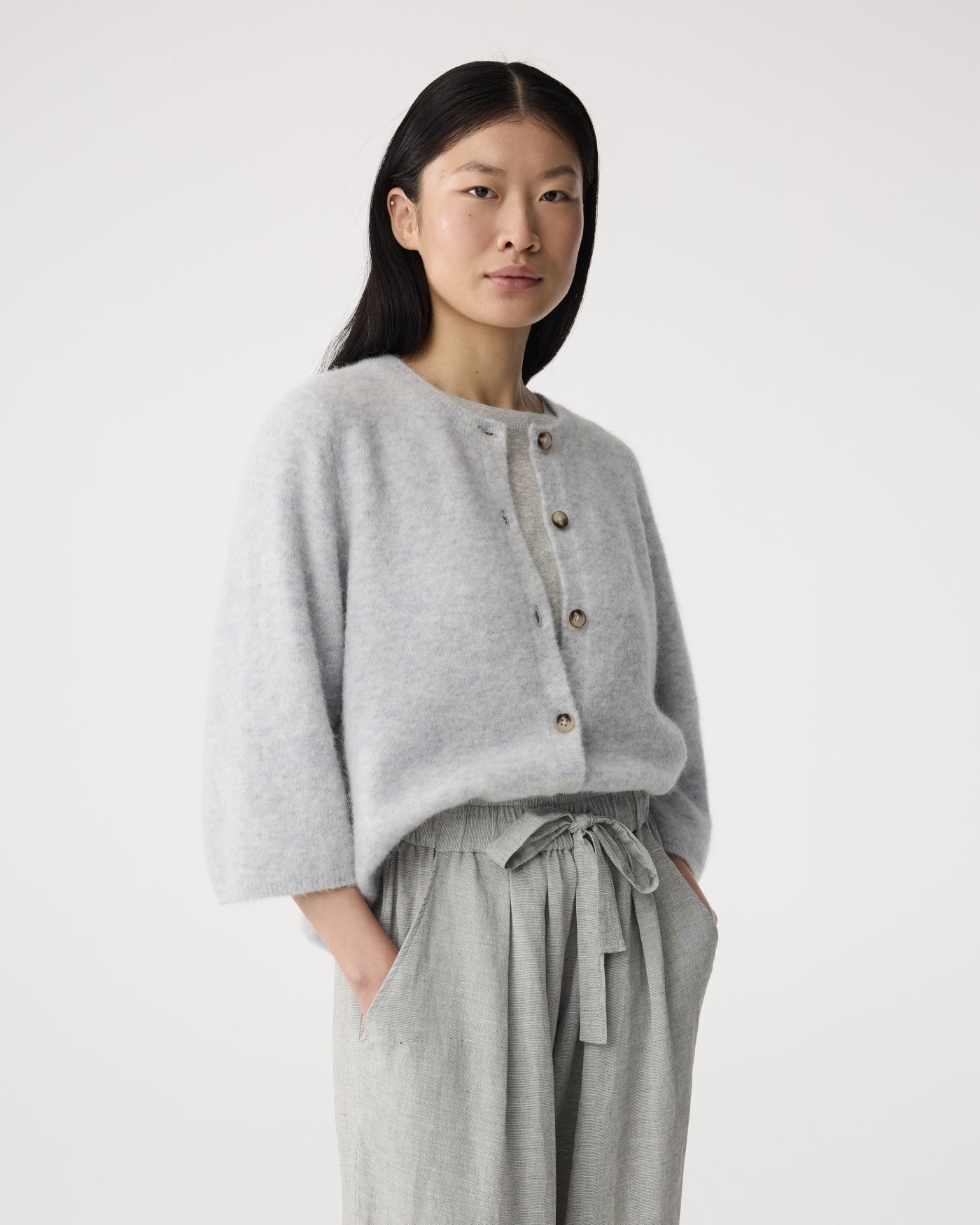 KNIT-TED 261P039 Meg Cardigan-Light Blue