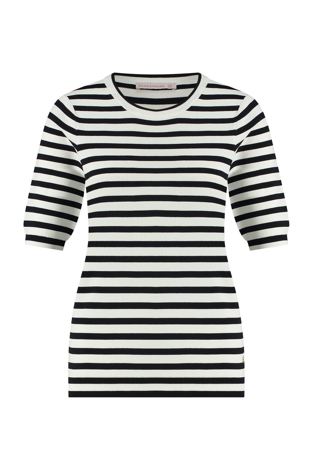 Studio Anneloes 91510 Luna stripe short slv pullover - offwhite/dark blue