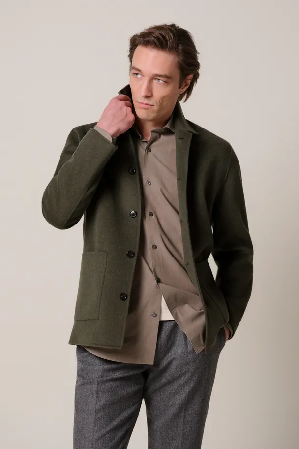 PROFUOMO PPXF30011G Groen wollen single layer overshirt