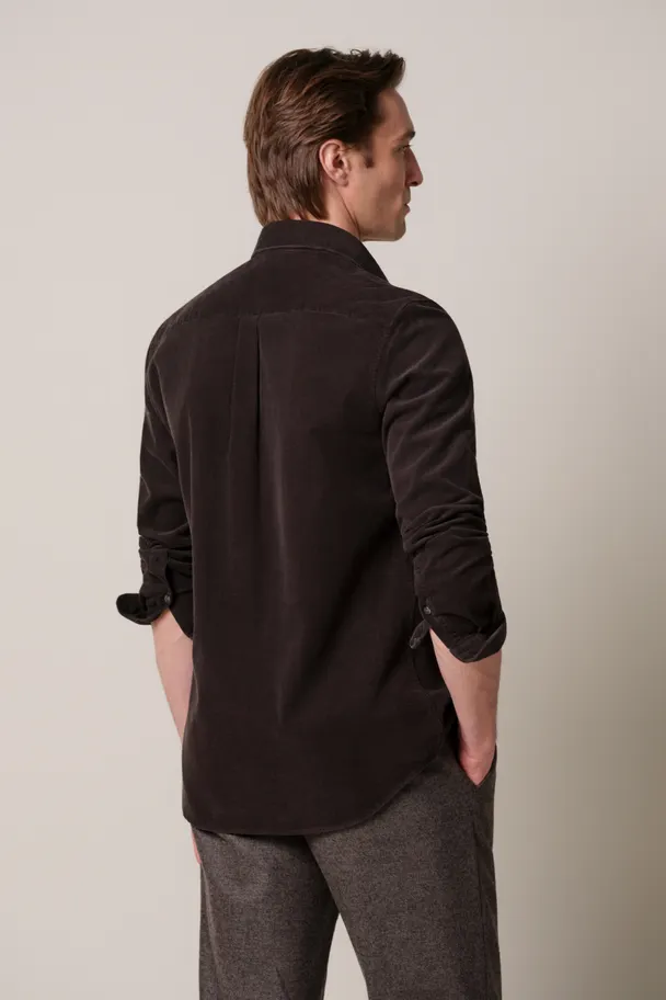 PROFUOMO PPXH30032D Donkerbruin corduroy overhemd