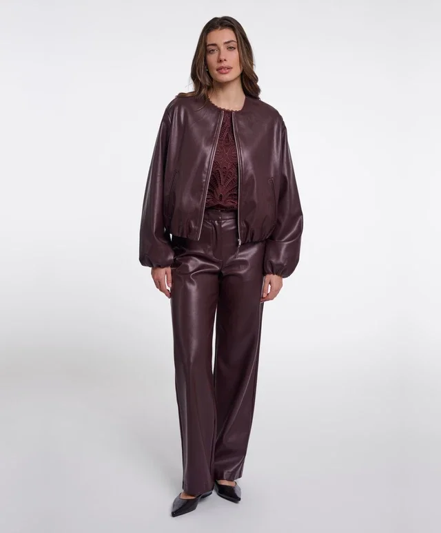 RINO & PELLE Lomee.7502611  Faux leather blouson jacket-chocolate
