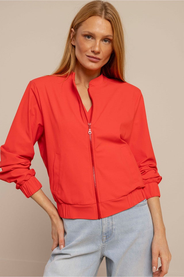 STUDIO ANNELOES 13671 Benja bomber jacket - coral red