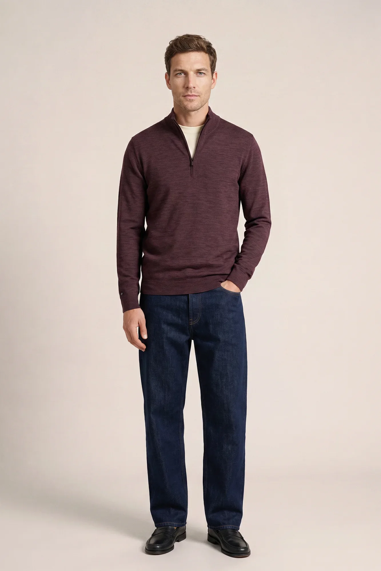 THOMAS MAINE 6284TM100 1/2 Zip up bordeaux
