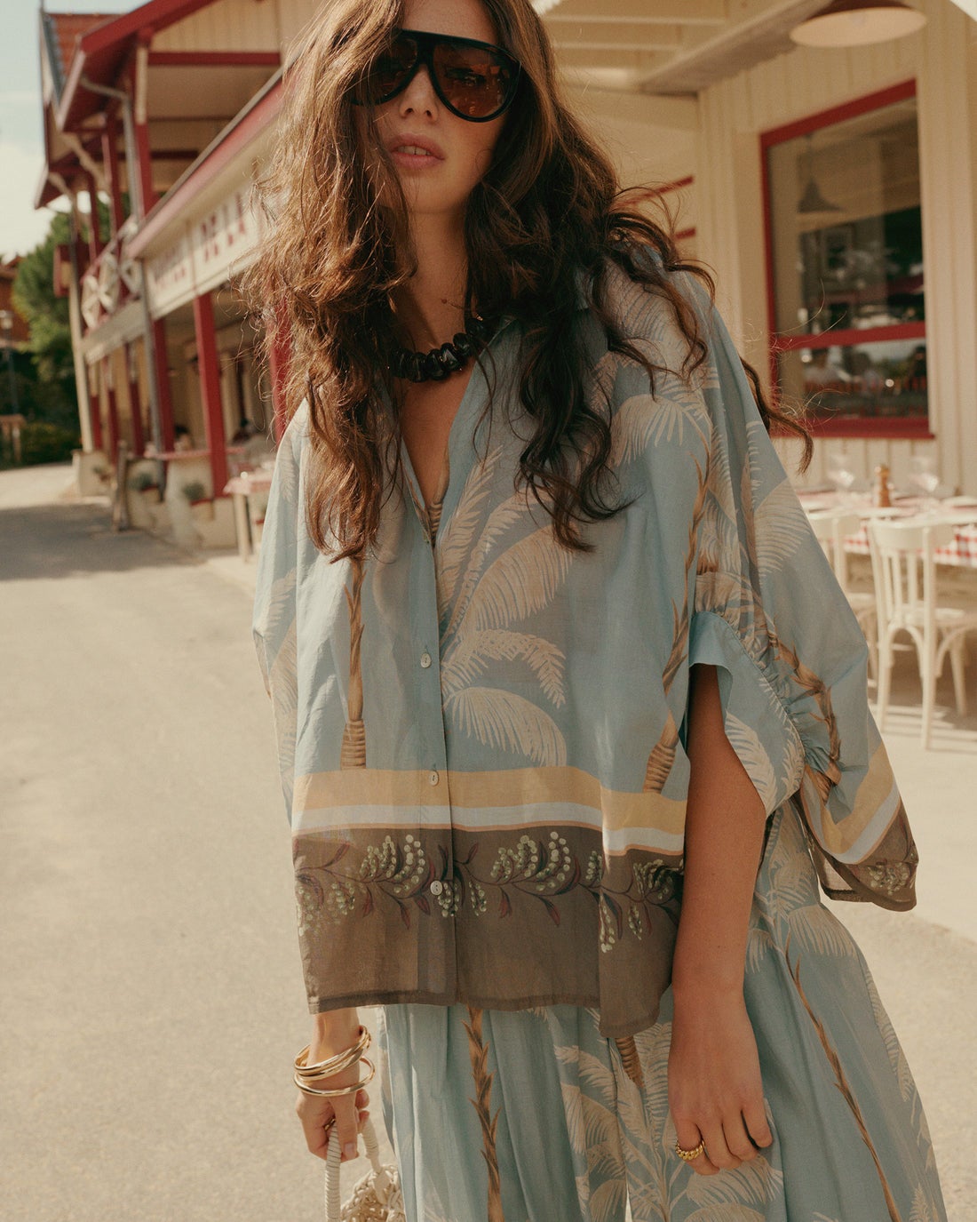 SUMMUM 2s3496-12451 Transparante blouse strandprint